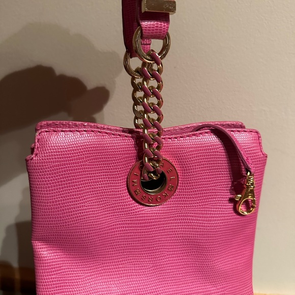 Vintage Michael Kors evening bag fuchsia handbag mini small clutch gold chain - Picture 2 of 9